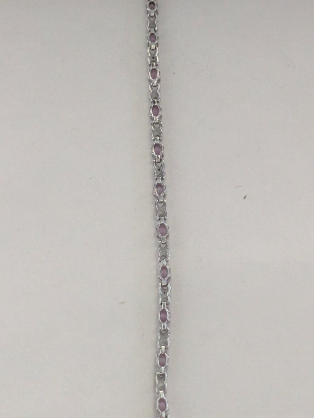 ROSS SIMONS 925 Sterling Silver Pink Crystal X Link Bracelet - Picture 3 of 10